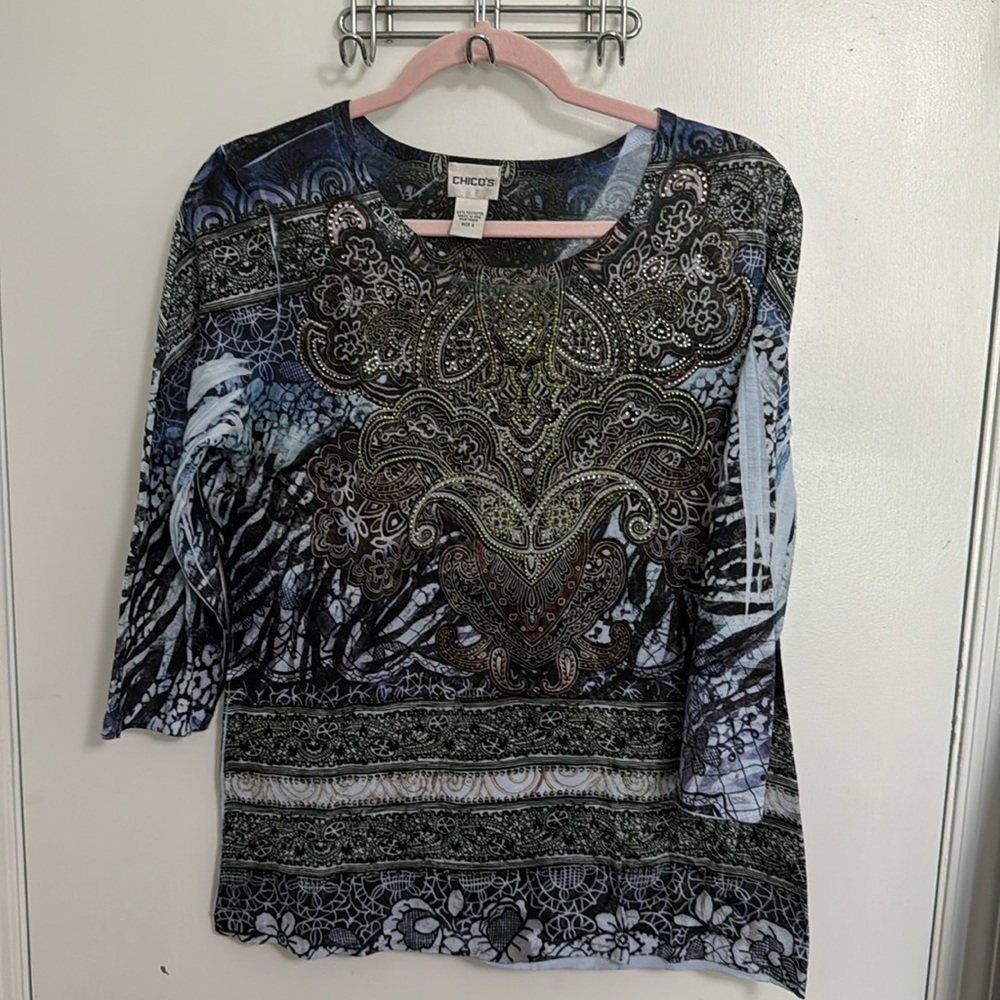 Chicos women’s blouse size 2, 100% polyester